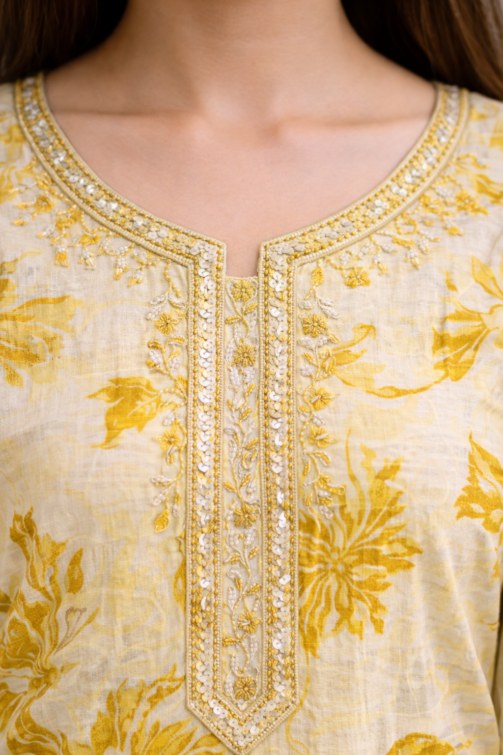 Women Yellow Floral Printed Kurta Set with Dupatta
